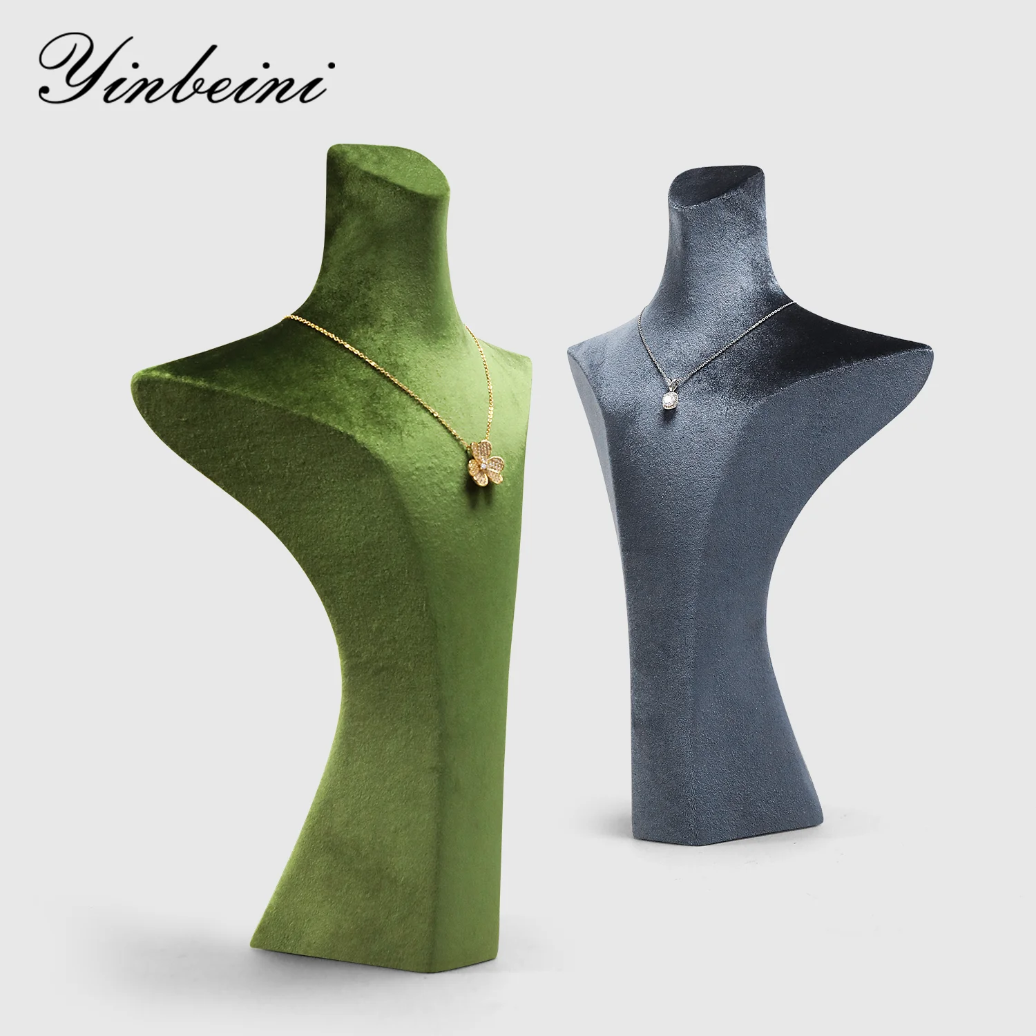 

Yinbeini Patented Portrait Necklace Display Props Velvet Jewelry Chest Display Stand Pendant Showcase Holder RB031