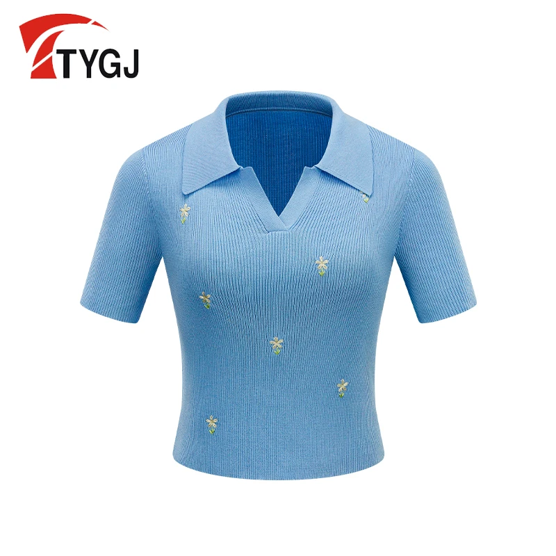 Ttygj Damen Golf tragen Kurzarm Golf T-Shirts Frühling/Sommer schnell trocknende kurze Strickwaren Polos hirt für Outdoor-Sportarten