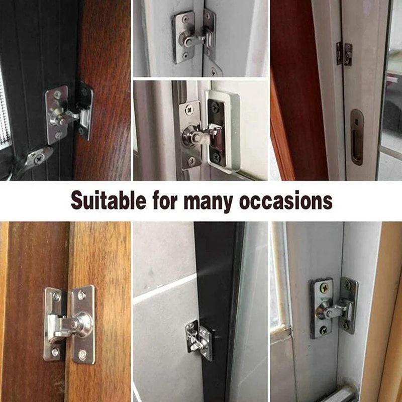 4X Bathroom Stainless Steel Ornaments Supplies Doors Locks Door Sliding Right Angle Lock Door Buckle