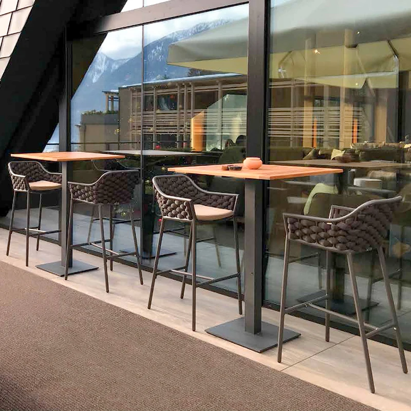 Garden Aluminum Outdoor High Chair Modern Simple Leisure Weatherproof Bar Villa Terrace Balcony