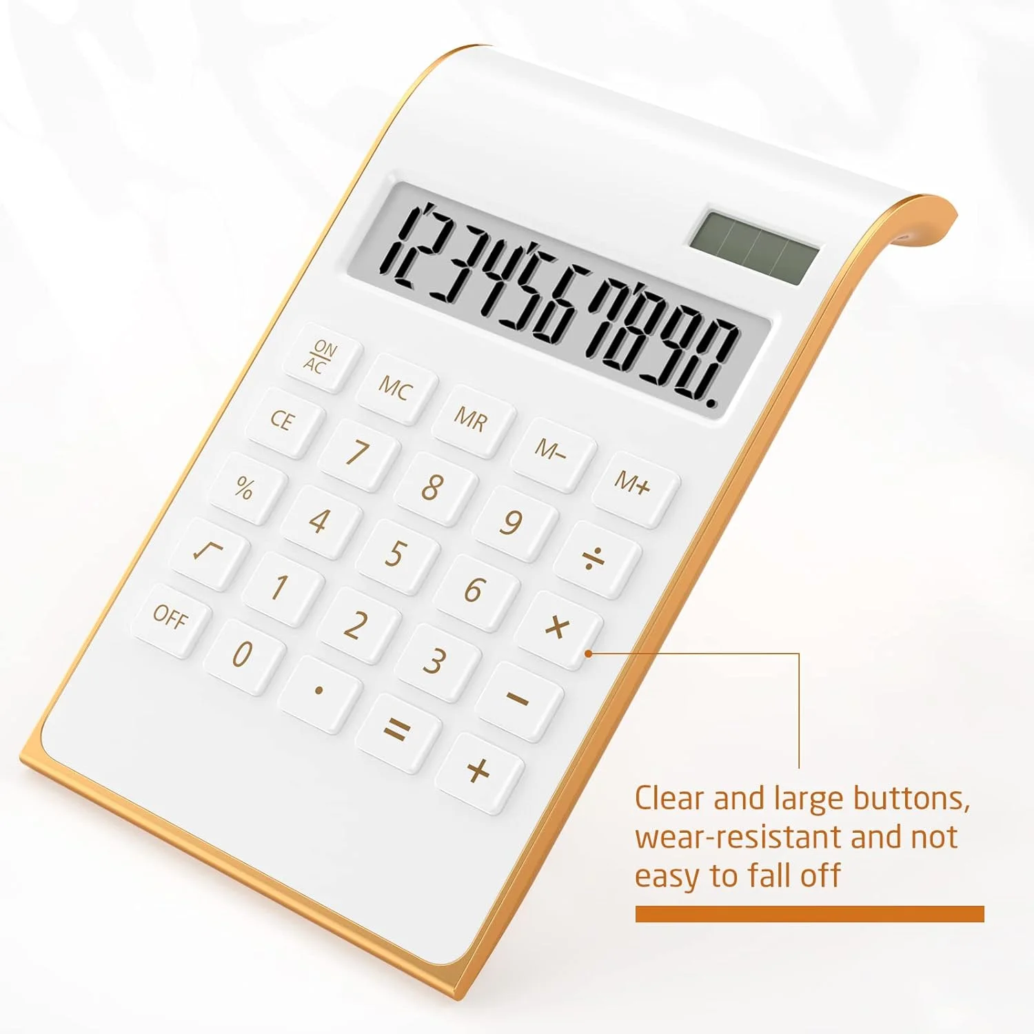 Kalkulator Rose Gold, Kalkulator Desktop dengan Layar LCD Besar, Kalkulator Kantor Tenaga Surya 10 Digit, Des Kantor Rose Gold
