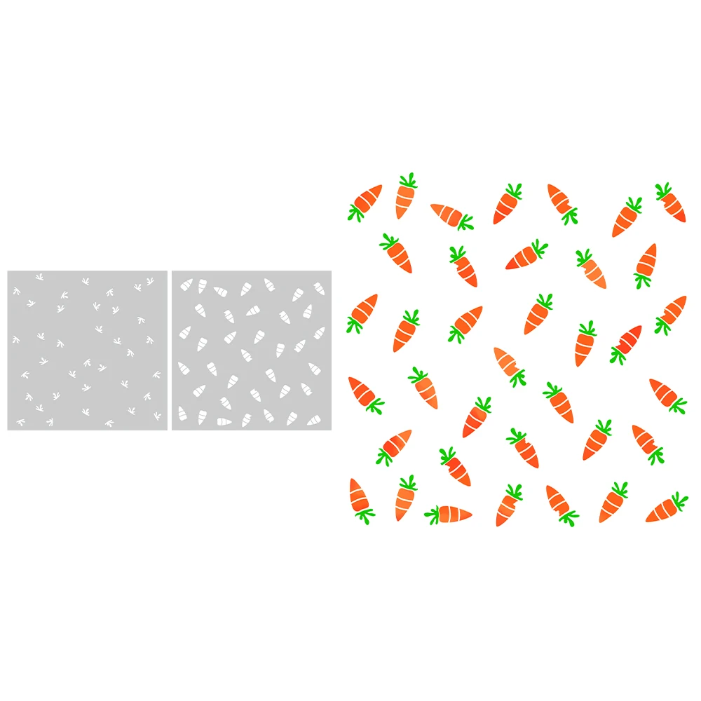

MangoCraft 2PCs Spring Cute Carrots Plastic Stencils Decor DIY Scrapbooking Supplies Stencil For Cards Albums Background
