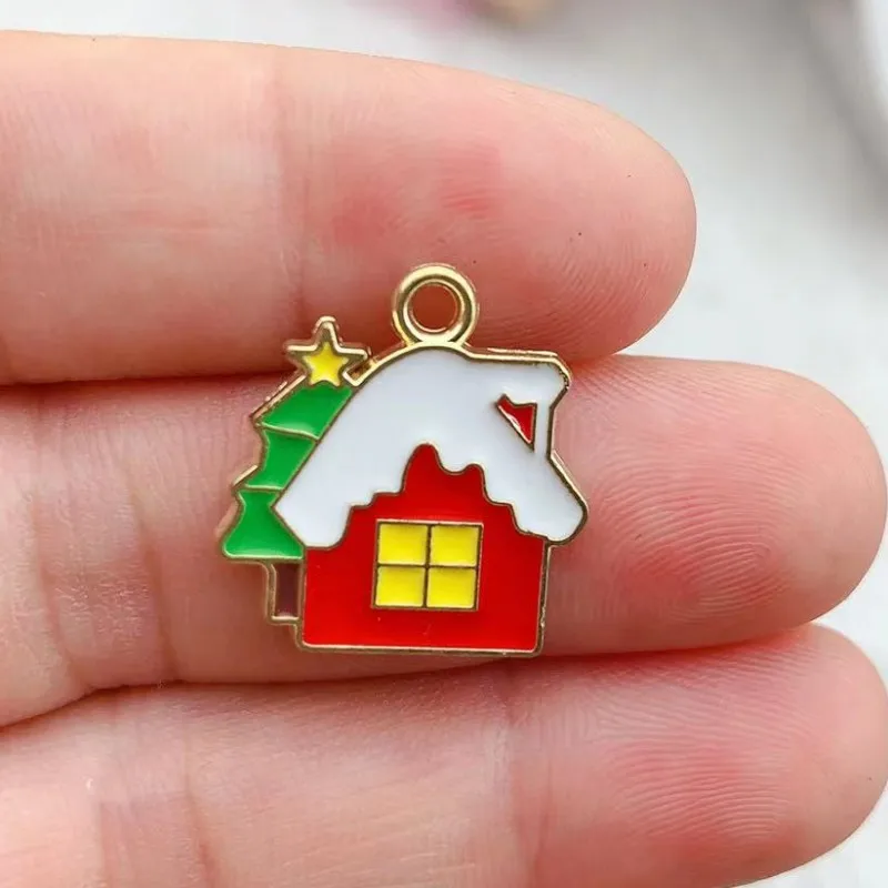 Mixed 20pcs Enamel Christmas Charm Bell Deer Tree Snowflake Snowman Charms for DIY Jewelry Earring Xmas New Year Gift