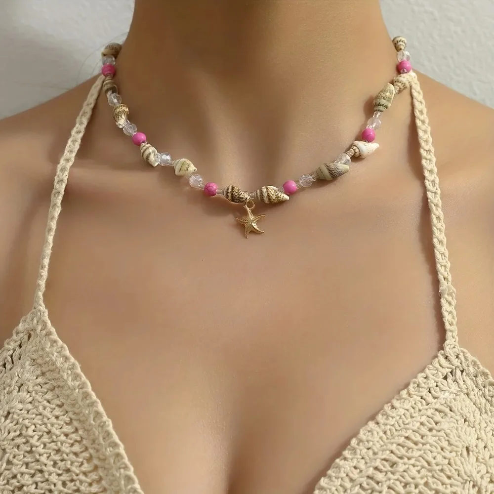 أنيقة اليد المنسوجة شل قلادة سبيكة شل بوهيميا نمط القلائد الديكور المجوهرات هدية #1