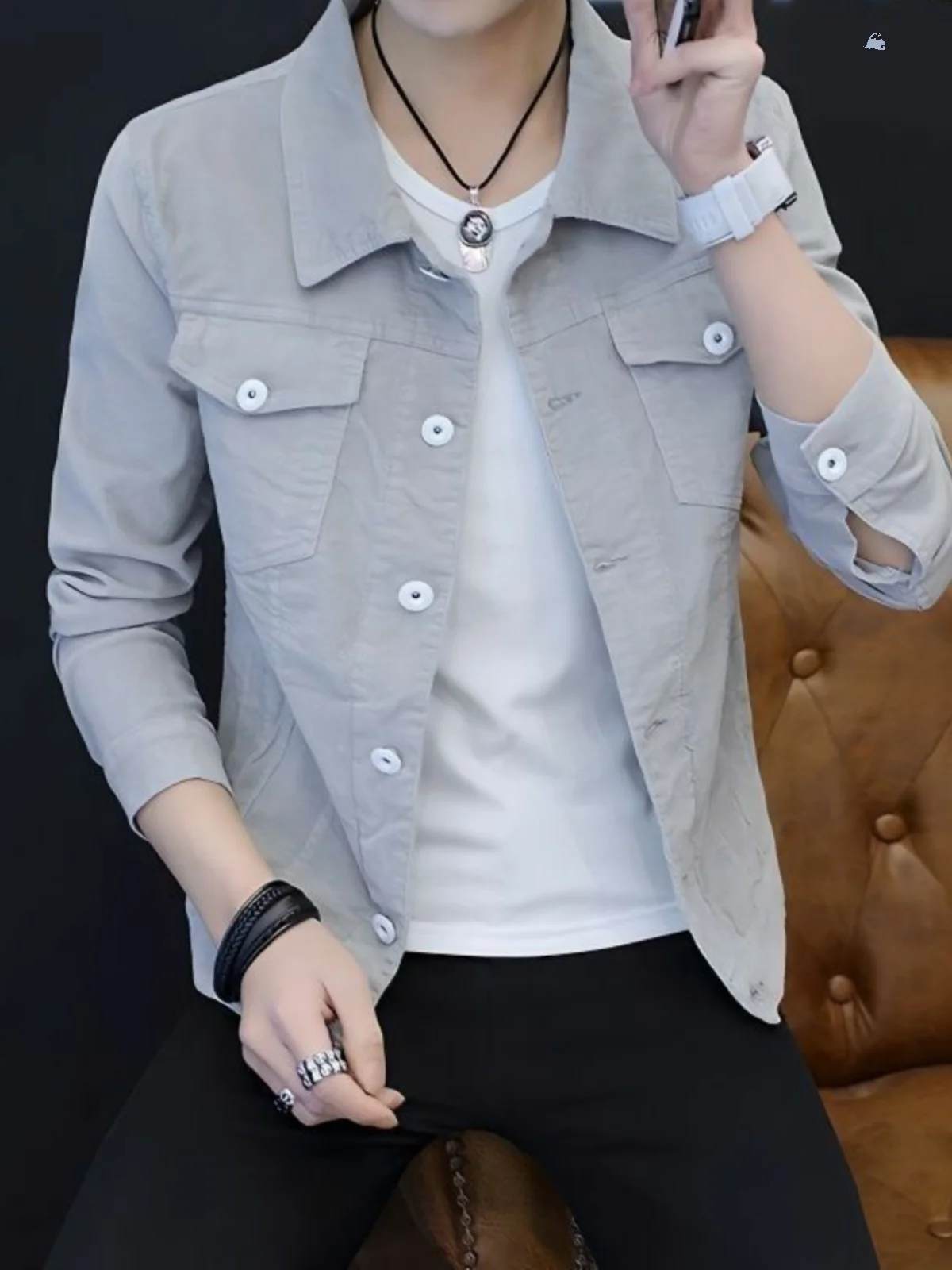 

Мужская приталенная повседневная куртка для весны и ранней осени, новая модная универсальная легкая верхняя одежда в рабочем стиле, стандартная длина