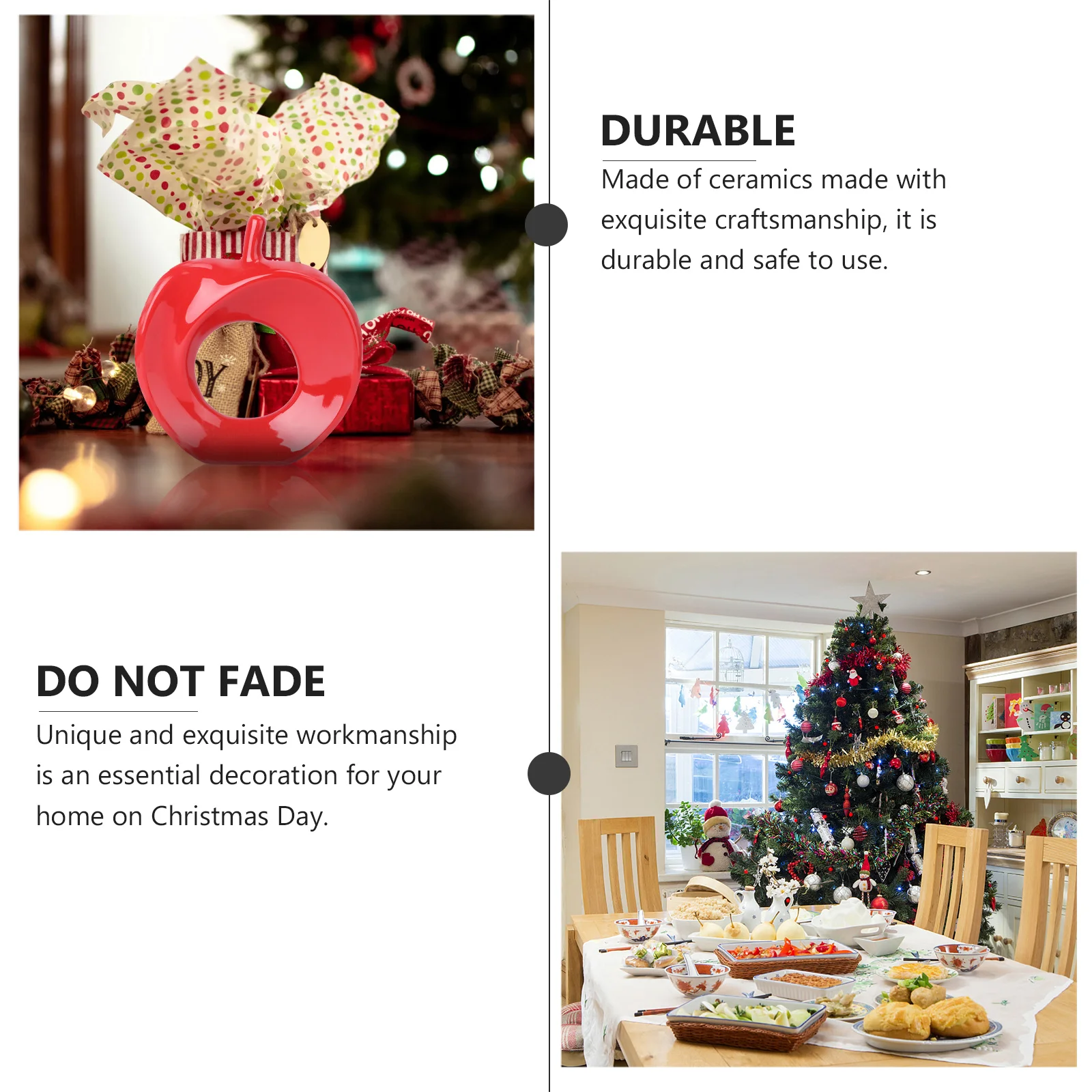 

1Pcs Natural Material Apple-Shaped Ceramic Decor Long-Lasting Festival Ornament for Living Room Office Kids Present