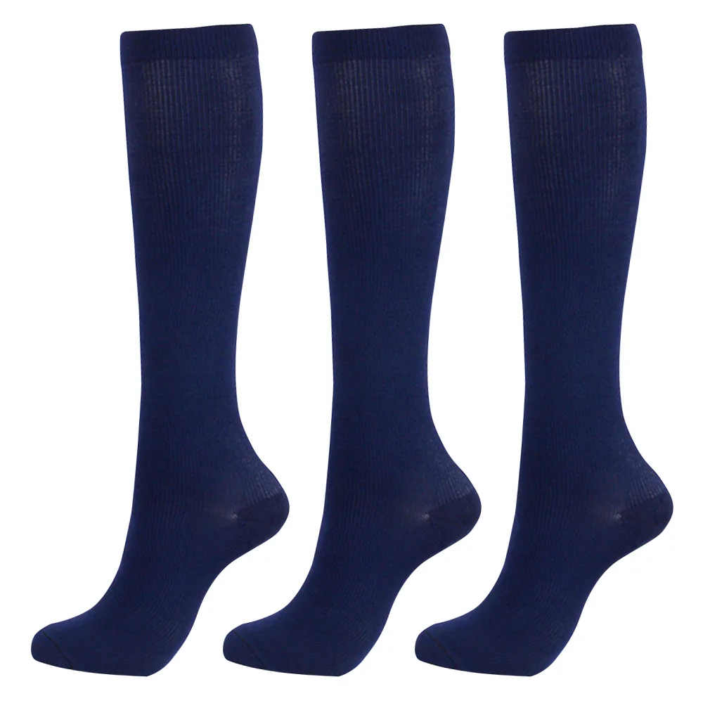 Compression Socks for Women and Men(3 Pairs) Blue for Running, Athletic, Travel, Improve Circulation for Varicose Veins