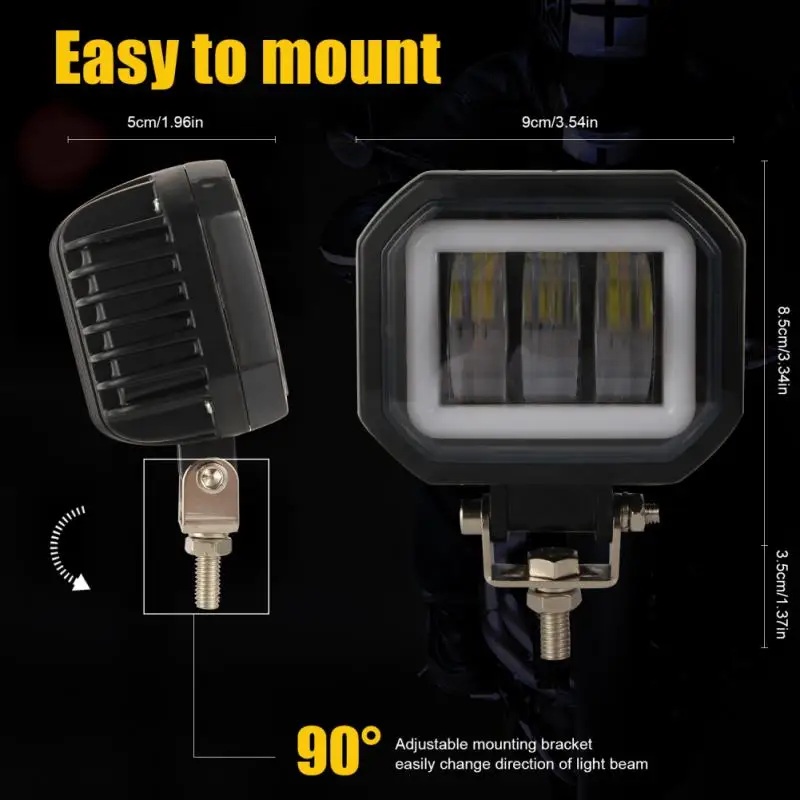 Faro Led cuadrado impermeable, práctico, portátil, Universal, para coche, camión, Atv, suministros para coche, foco de 3,5 pulgadas, luz antiniebla duradera