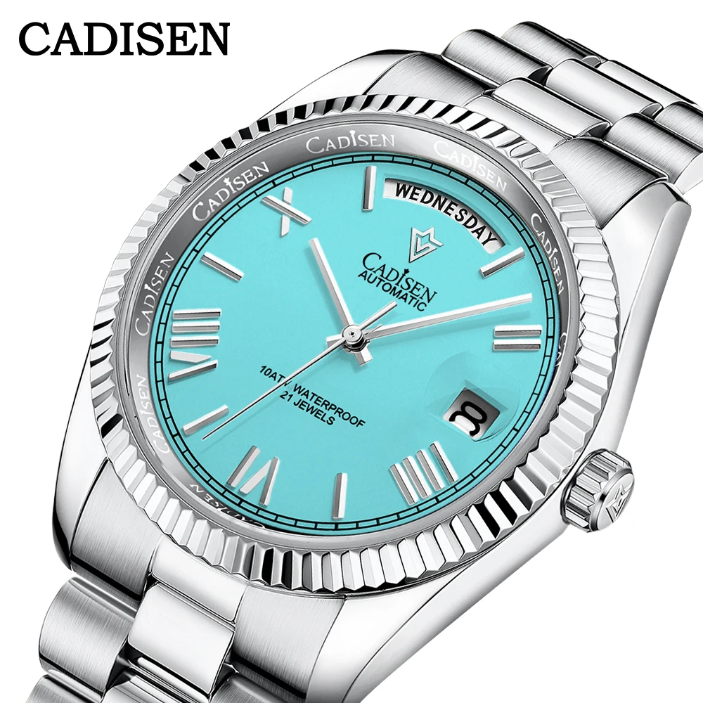 CADISEN Watches Men New Blue Dial Sapphire Glass Japan MIYOTA 8285 Movt Men\'s Watch Mechanical Automatic 10ATM Diver Watch Clock