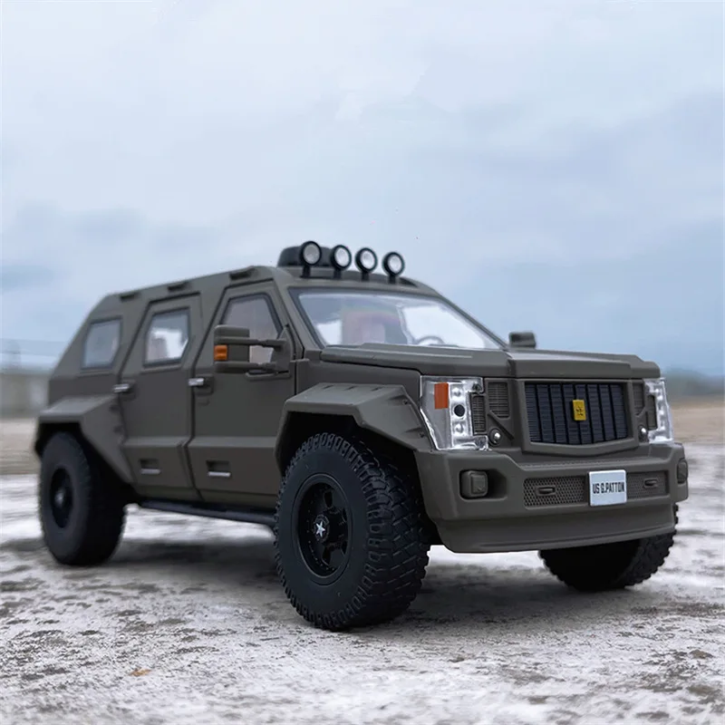 1:32 G.PATTON GX Alloy Armored Car Model Diecast Off-road Vehicles Car Metal Explosion Proof Car Model Sound Light Kids Toy Gift