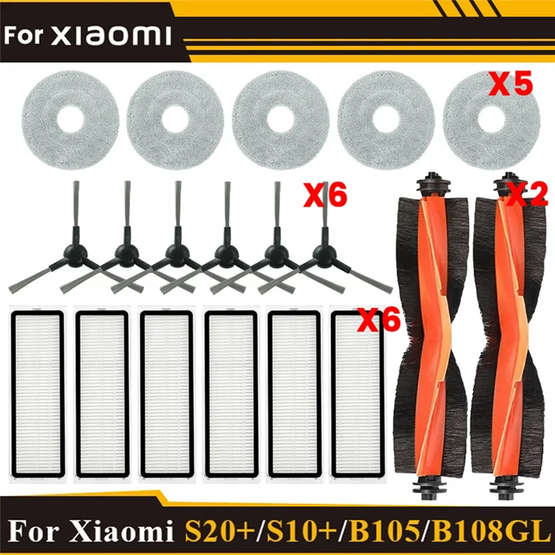 

ABKJ-For Xiaomi Robot Vacuum S20+ / S10 Plus / B108GL / B105 / B108CN B113CN Parts Accessories Filter Main Side Brush Mops