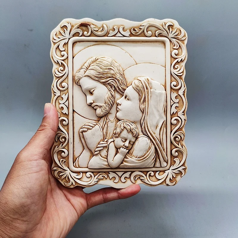 Stampo per cornice per foto di famiglia Madonna religiosa, artigianato in gesso, stampo in Silicone, artigianato per decorazioni per la casa fai da