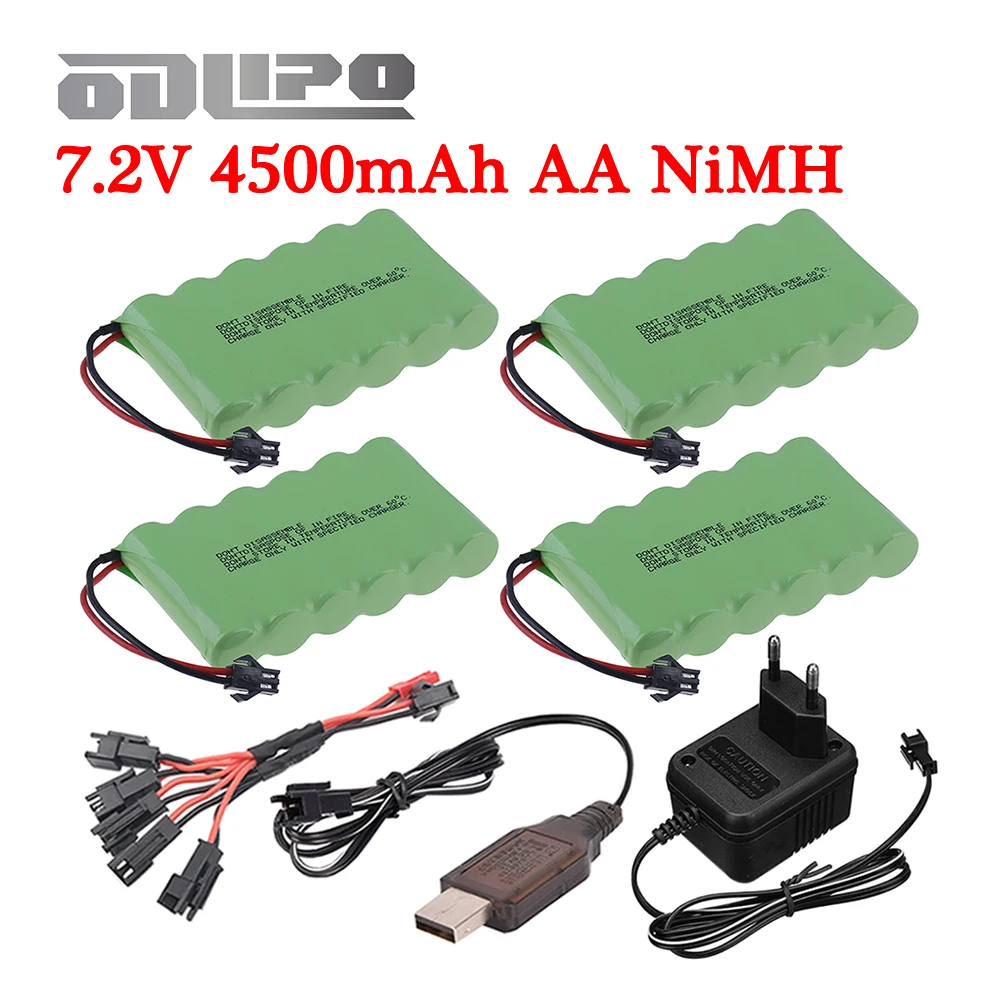 7.2V 4500mah 3000mAh Ni-MH AA Rechargable Battery SM Plug and charger set For RC Truck ca boat toys model 7.2 v 3500 mah battery