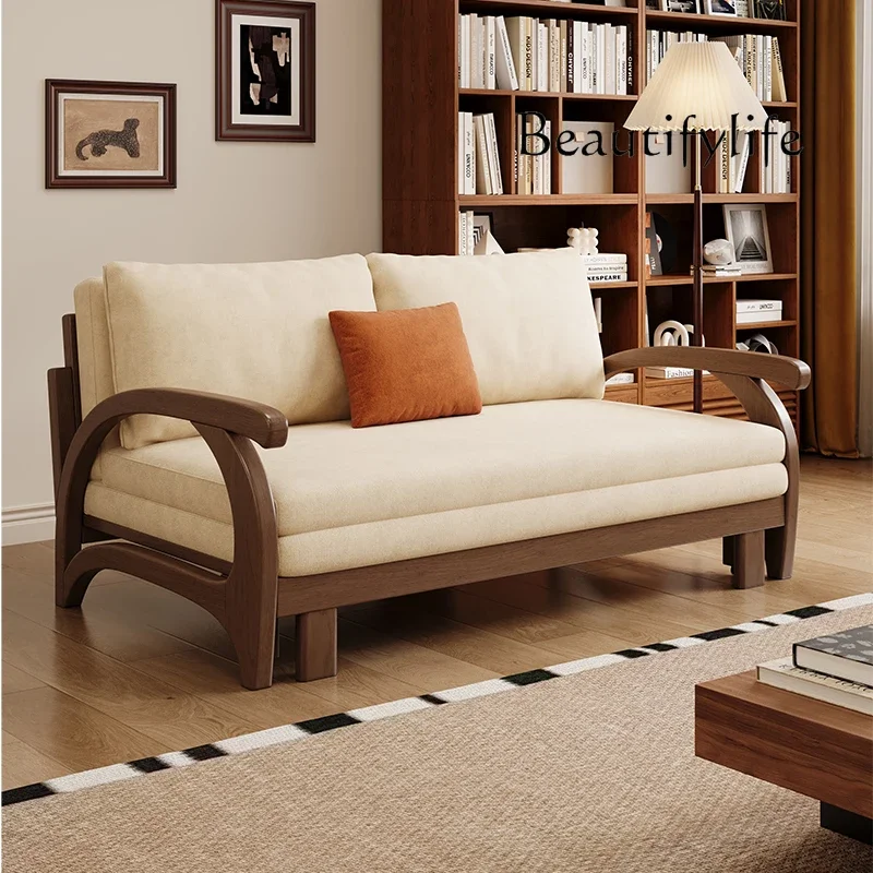

Solid wood sofa bed foldable dual-purpose small apartment single double retractable bed living room pull-out sofa bed
