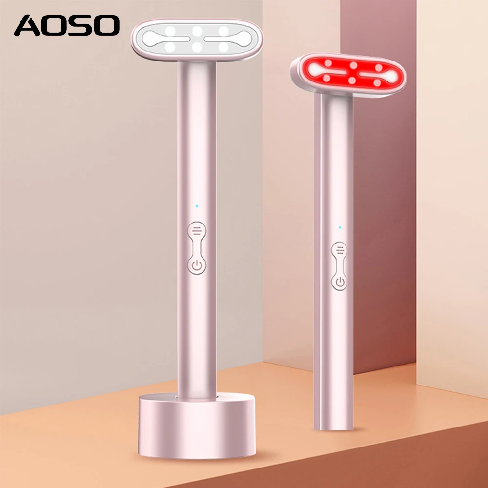 Dispositivo di bellezza EMS Microcorrente 520NM - 90 °   Testa girevole, dock di ricarica: sollevamento occhi viso collo stringe antietà