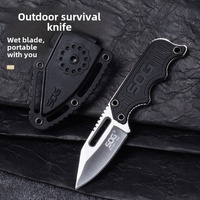 Mini Neck Chain Pocket Fixed Blade Knife G10 Handle 5Cr15MoV Blade EDC Multi-Purpose Outdoor Tool with ABS Plastic Sheath