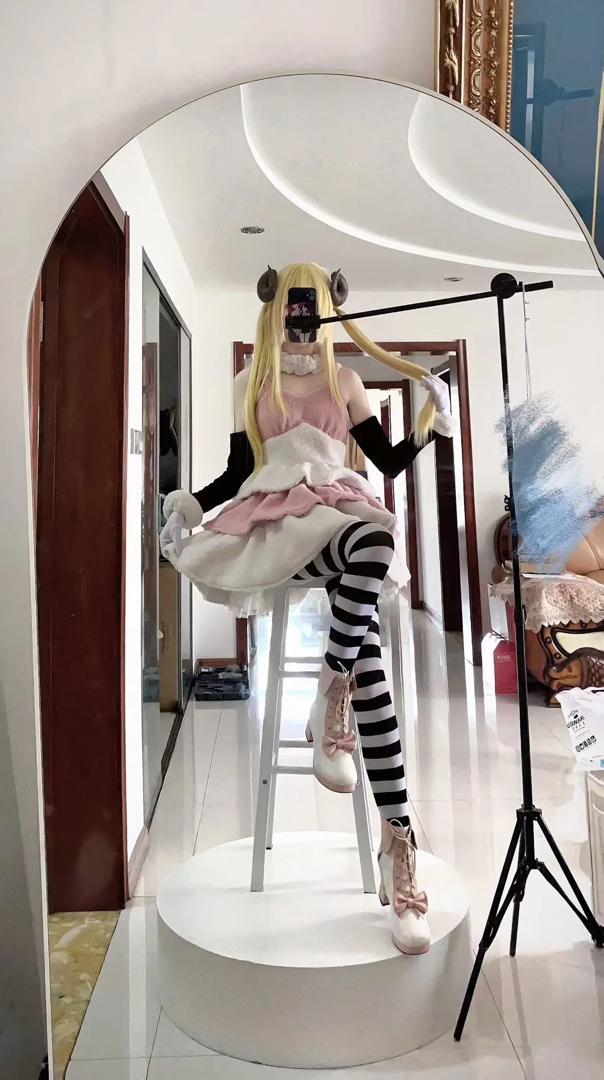 

Cosplay costume Anime Inspired Lucy Cosplay Set Aries Celestial Spirit Outfit and wig