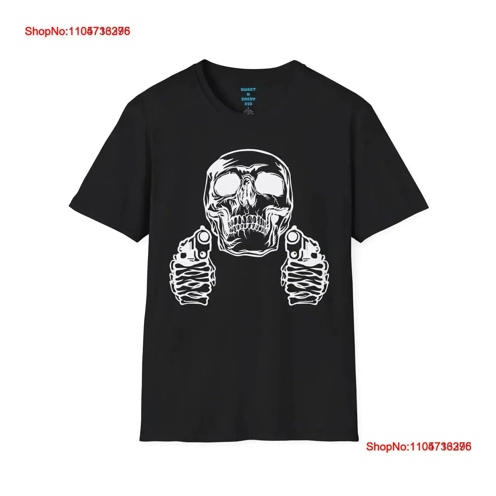 Skull With Guns T Shirt Edgy Gothic Punk Rock 2nd amendment Statement vintage Washed Stylish Slightly Top For Everyday Wear