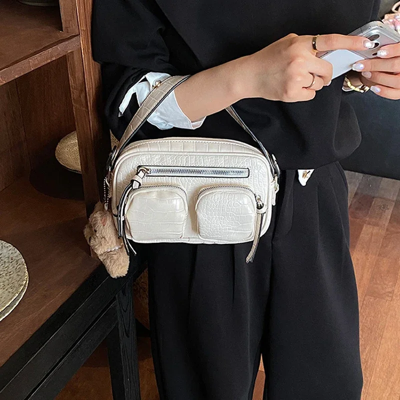 Mehrteilige Umhängetasche mit Krokodilmuster, Damen-Sling-Bag, Messenger-Bag mit Reißverschluss, einfarbige Outdoor-Handtasche – Detail 19