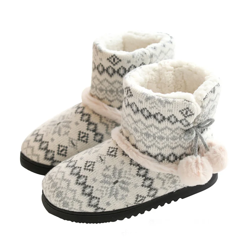 Comemore Weave Plush Slides 2022 Winter Fur Home Boots Slippers Women Warm Cotton Flat Platform Indoor Shoes Women Cozy Slipper