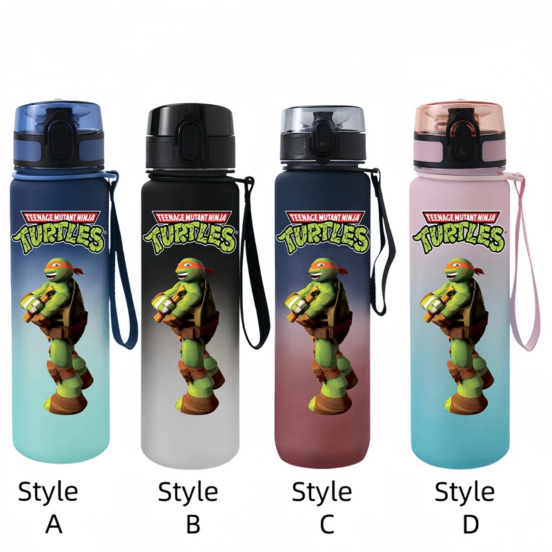 Bouteille d'eau anti-goutte portable pour enfants, tortues ninja mutantes adolescentes, figurine de dessin animé, extérieur, grande capacité, 650ml