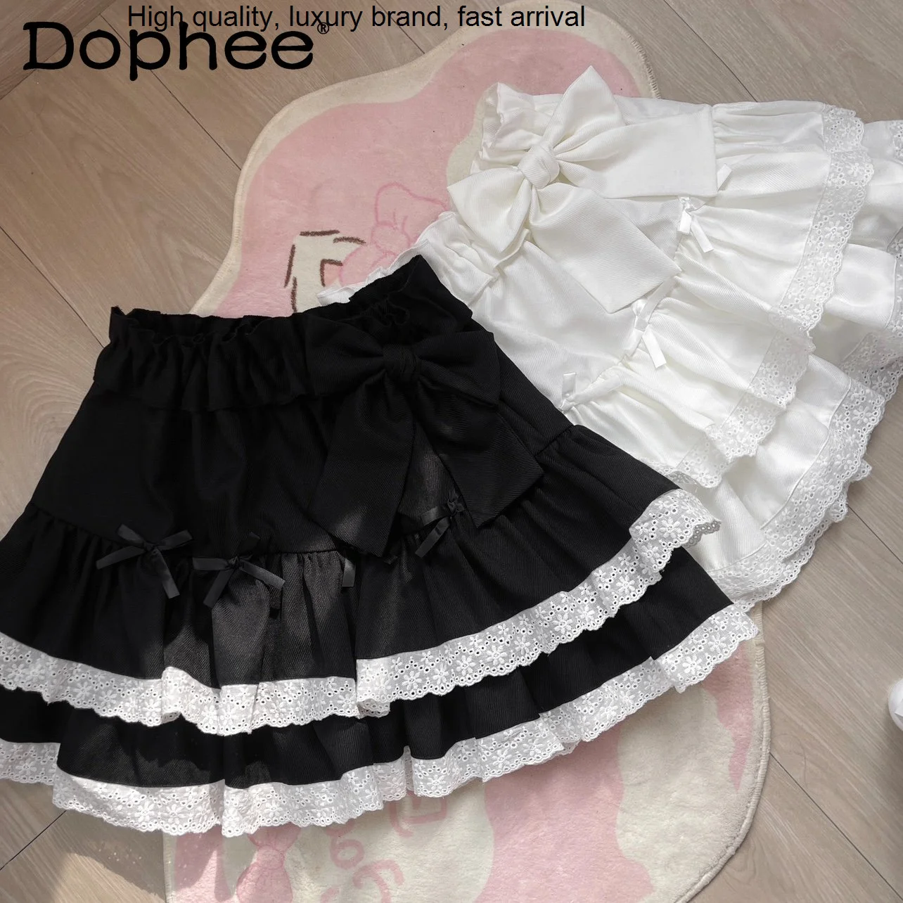 

Lolita Sweet Cute Women Fashion All-Match Lace Milky White Mini 2023 Spring and Summer New Soft Girl A- Line Skirts