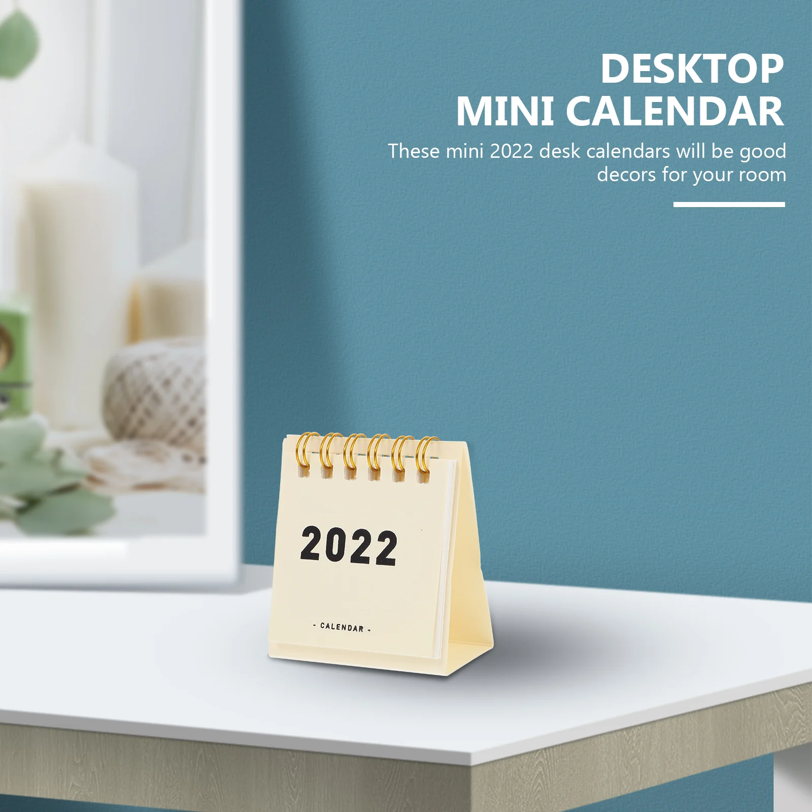 Mini calendrier de bureau pour étudiants, papier de bureau, table liative, britannique, nouvel an, 2022, 2 pièces