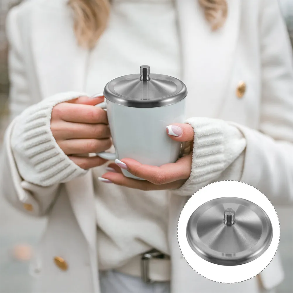 

6Pcs Stainless Steel Mug Cover for Hot Drinks Coffee Cup Lid Travel Office Outdoor Use Universal Fit Round Cups Reusable