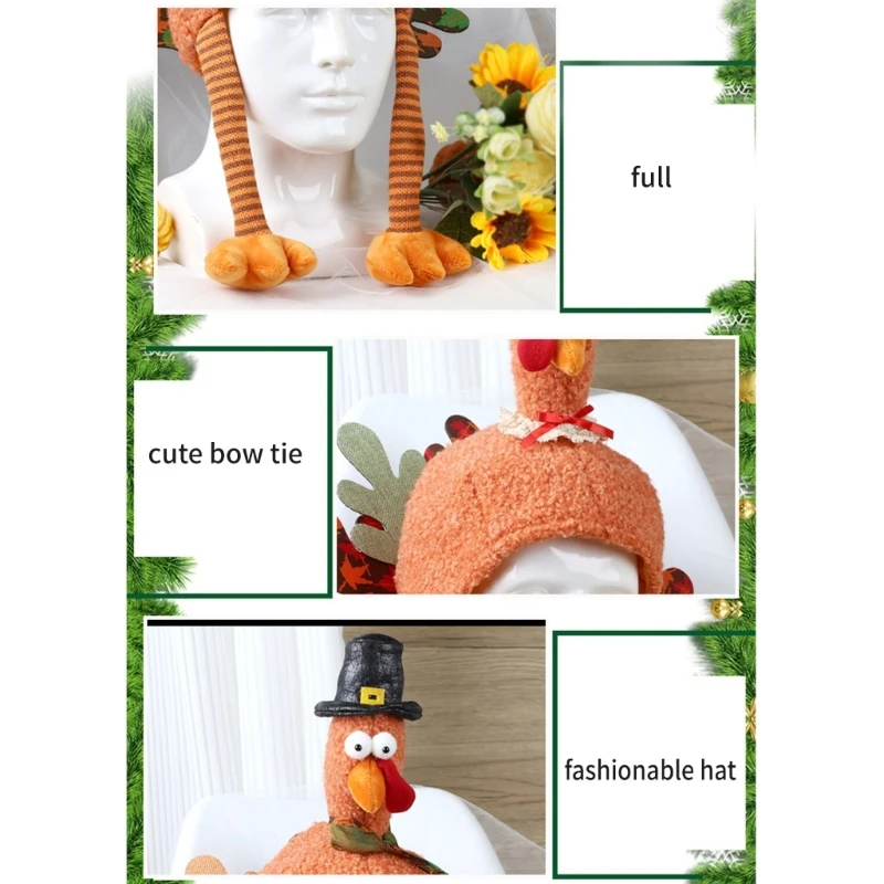 Comfortable Festival Turkey Hat Delicate Turkey Hat For Adults and Enhancing Christmas And Thanksgiving Spirit