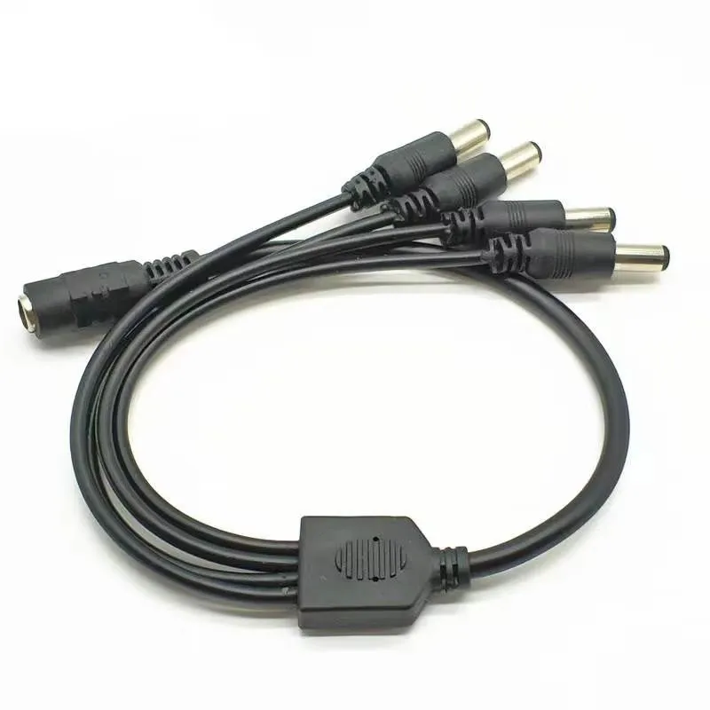 10pcs DC Power 1 Female To 4 Male Connector Splitter Cable Length: 30cm 5.5mm/2.1mm For LED And CCTV Camera Power Adaptor