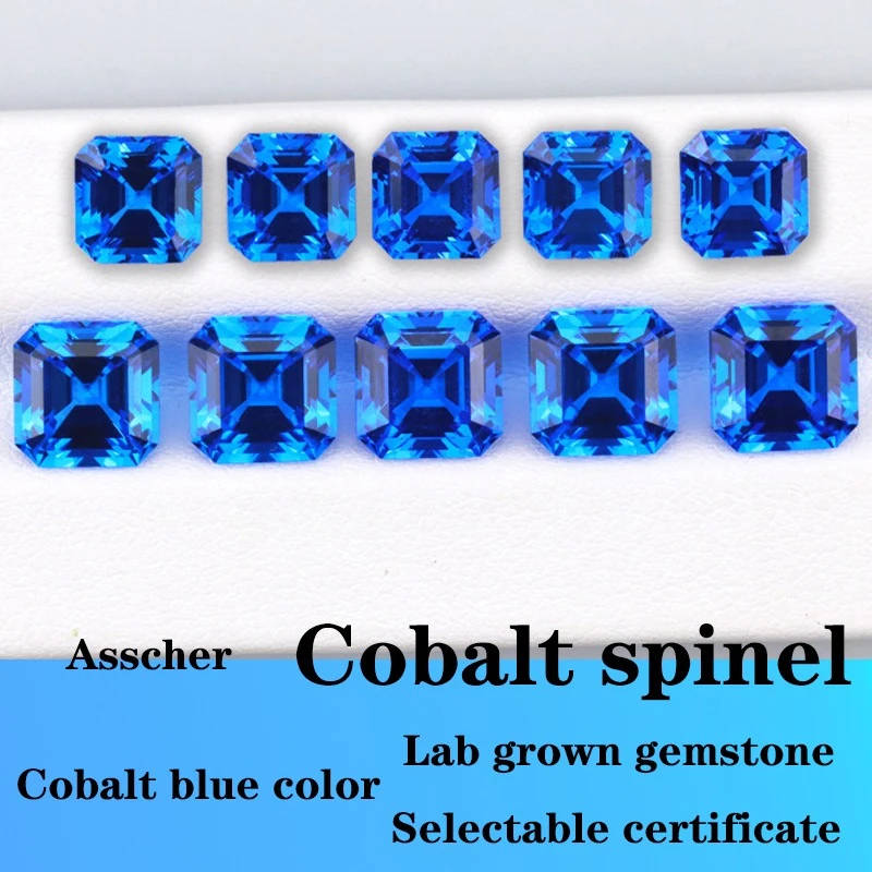 

Cobalt Spinel synthetic gemstones square shape Asscher Cut with Certificate High Quality