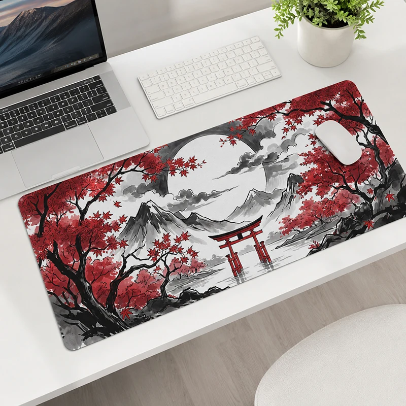 Mouse Pad Red Maple Mount Fuji Torii Gaming printon demand HD New Custom Mousepad XXL Playmat Soft Desktop Mouse Pad