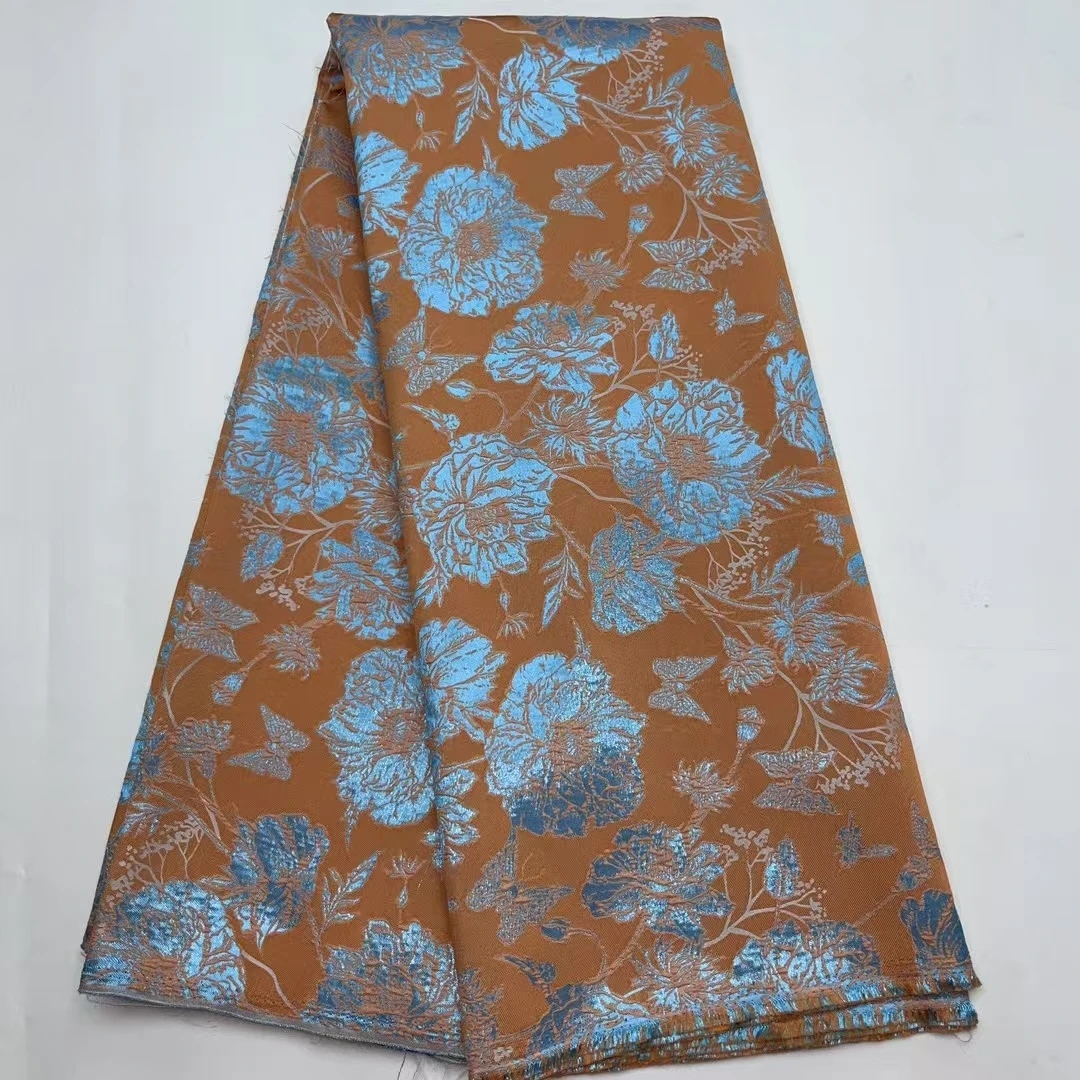 

New African Jacquard Brocade Floral Organza Tulle Lace Fabric 2025 French Material Brocard Tissu Damask Lace Fabric Sew PJK25124