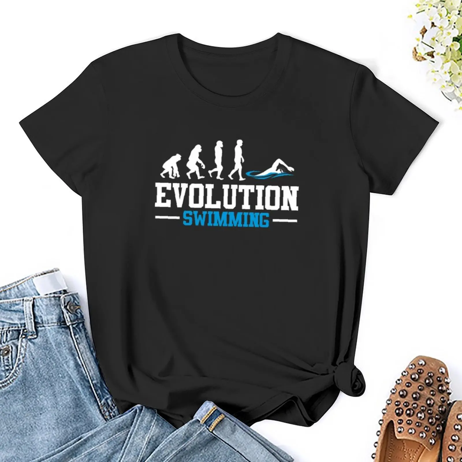 Evolution swimming T-Shirt oversized funny tops Women