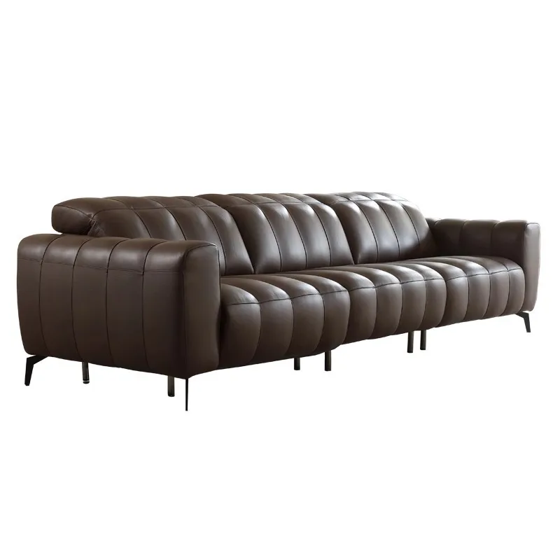 Minimalist electric piano key sofa high-end living room straight row retractable adjustable multi-functional leather sofa