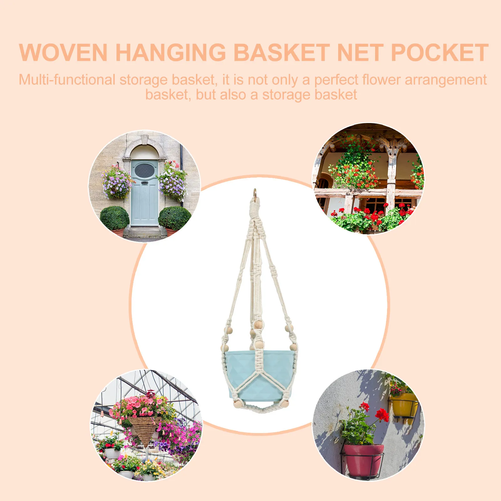 Handwoven Plant Hangers Sturdy Flowerpot Holders Wall Mounted Planter String Bags for Indoor Outdoor Use