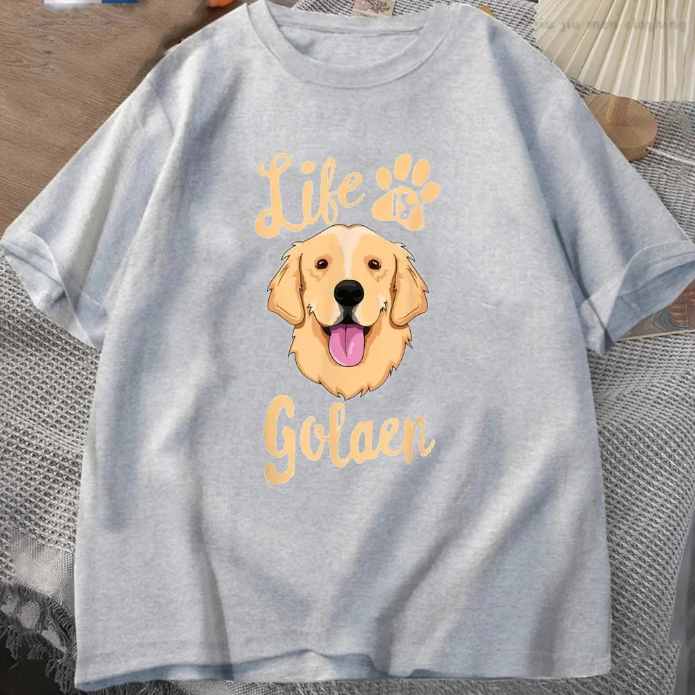 Life Is Golden Retriever T-Shirt Men Women Dog Owner Gift T-Shirt Cotton Loose Casual Tshirts Unisex Tops Tees O-neck Oversized