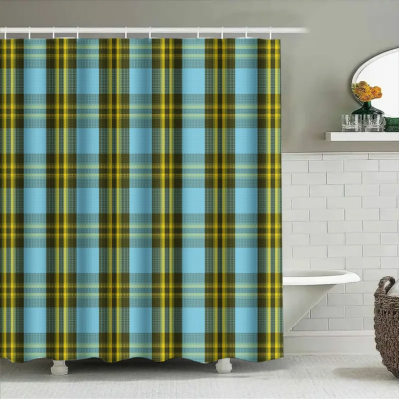 Modern Plaid Shower Curtain Waterproof Bath Decoration Privacy Decorative Rod Pocket White Purple Yellow Checkered Size Customiz