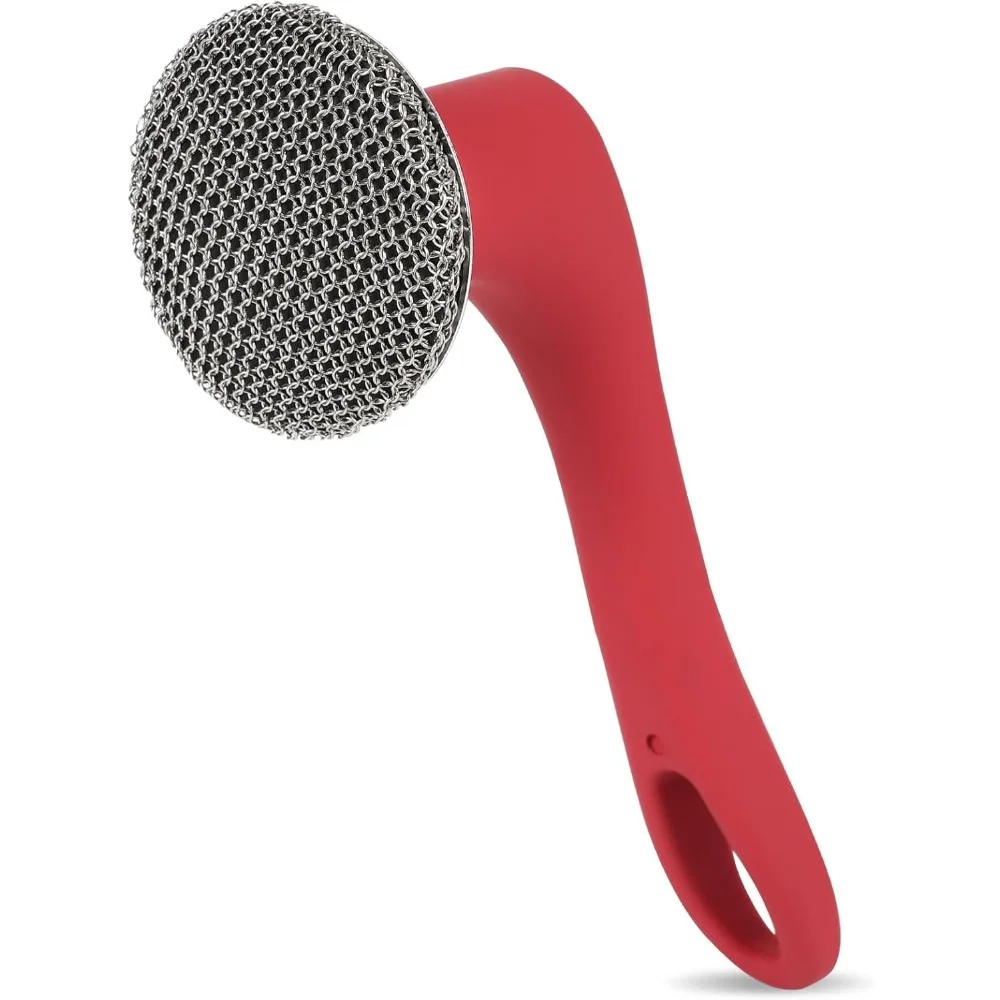 

Модернизированный скребок для цепной кольца с силиконовой ручкой 6,9 дюйма, очиститель из нержавеющей стали 316, для глубоких кастрюль, крупные навыки, тяжелые