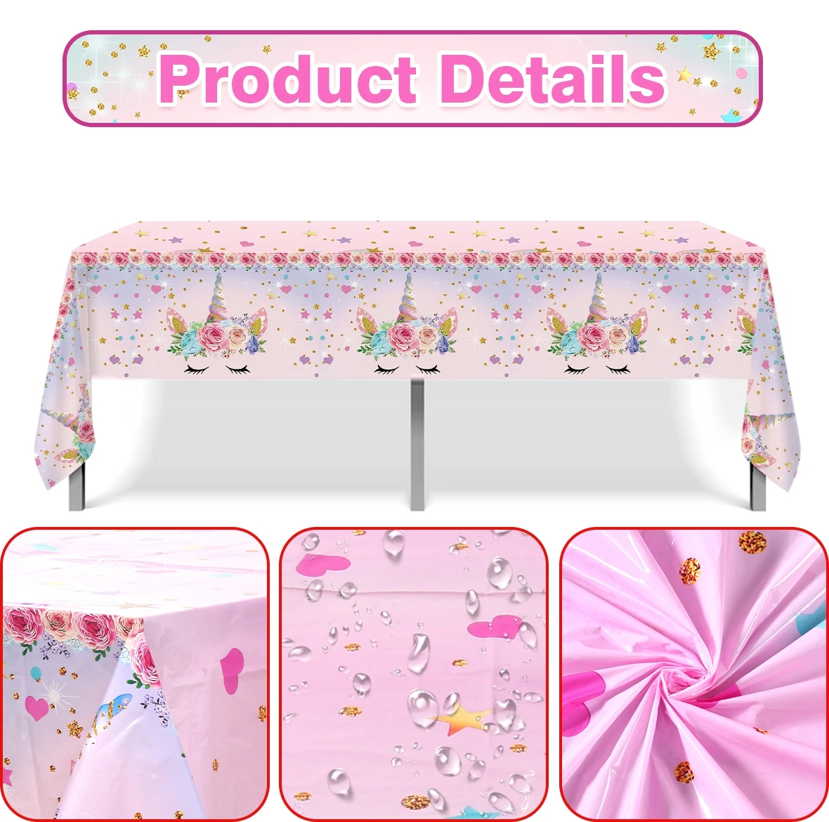 1pc 220x130cm Unicorn Disposable Tablecloth for Kids Birthday Party Decoration Unicorn Theme Party Decor Supplies Baby Shower image 5