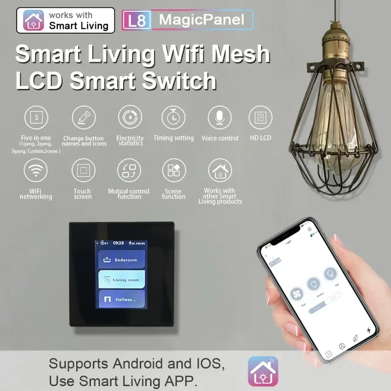 LCD Touch screen smart light switch home automation