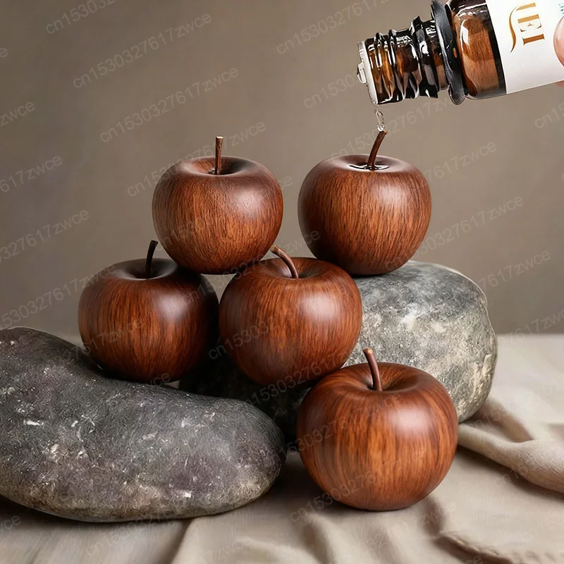 Difusor de aceite esencial de manzana de madera maciza, Mini fragancia duradera, decoración navideña para el hogar y el coche, regalo de Navidad, aceite esencial duradero