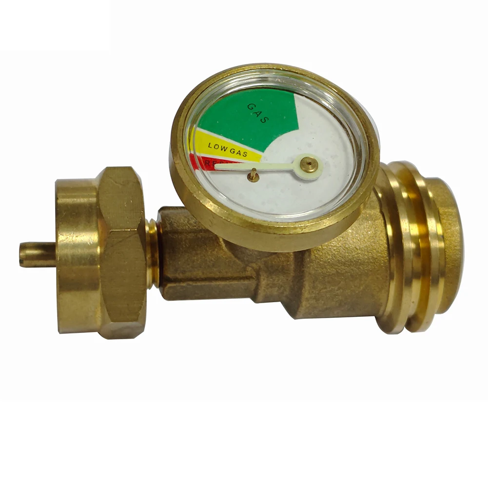 

European Gas Connection Adapter With Built-in Pressure Gauge For Cooking, Heating :Connect Cylinders Safely With Pressure Gauge