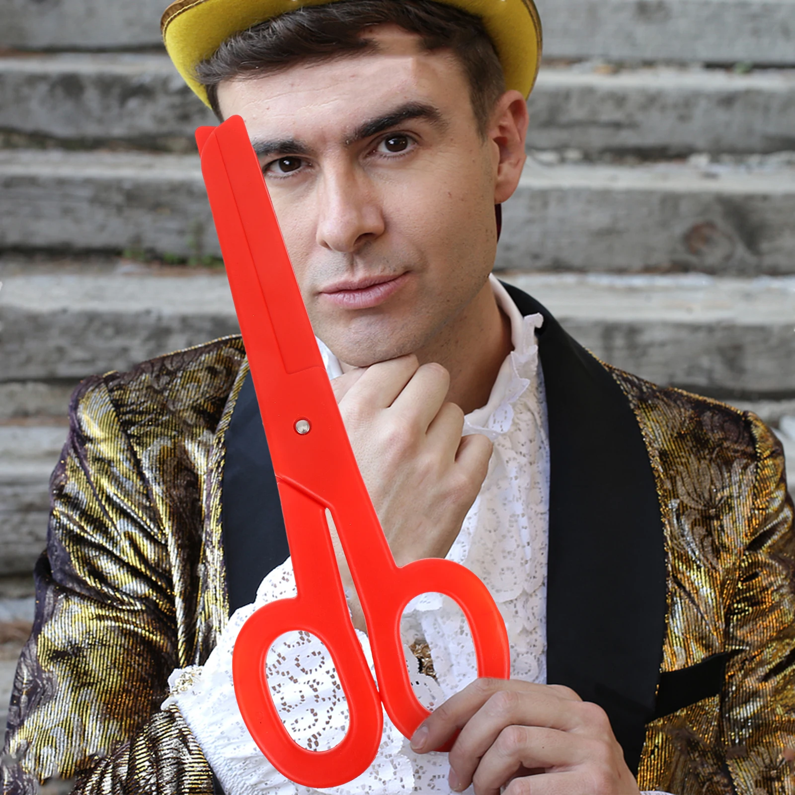 

Clown Scissors Oversized Large Red Non Functional Safe Giant Circus Halloween Party Stage Props Costume Accessories