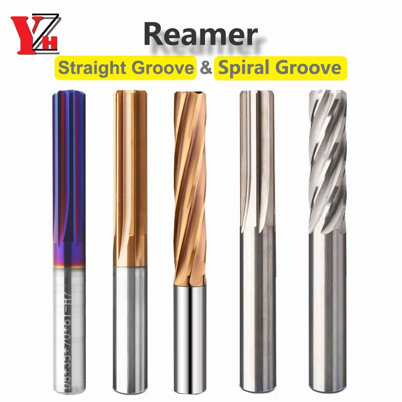 YZH 3.31mm~4.69mm Carbide Machine Reamer HRC50 HRC60 Spiral Groove Tolerance +0+0.005 Harened Steel Metal Cutter CNC Inner Hole