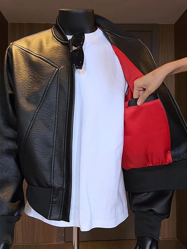 

Мужская кожаная куртка Bla Leather Jaet, укороченная, в американском стиле, с воротником-стойкой, для мотоциклистов, осенне-зимняя верхняя одежда