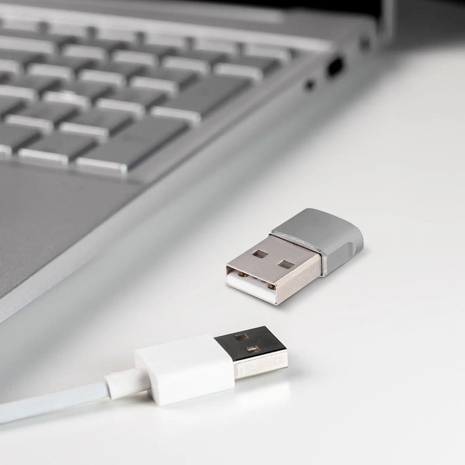 2Pcs Type-C Converter Aluminum Alloy USB-C to USB Adapter Fast Charge Stable Transmission for Laptop Phone Charger Accessory