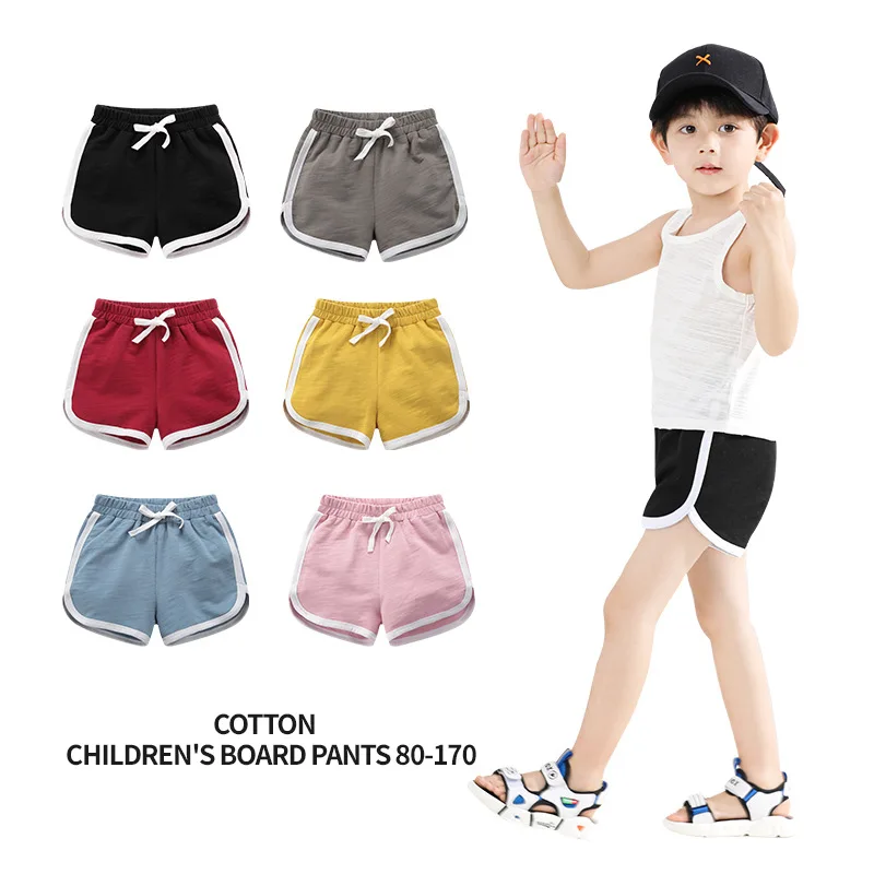 80-170 Cotton Casual sweatpants Summer Girls Boys Shorts Boys Swimming Trunks Candy Color Children\'s Shorts Kids Beach Clothing