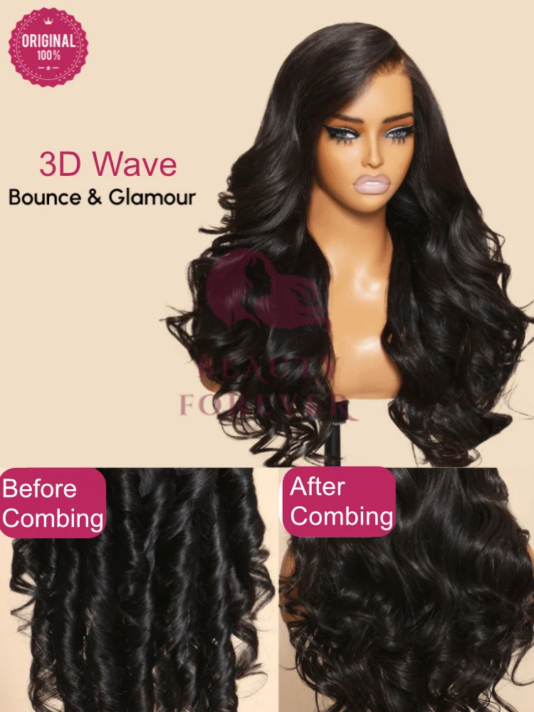 Beautyforever 3D Body Wave Glueless Lace Front Human Hair Wig Bye Bye Knots Brazilian Pre Cut HD Lace Front Wig Virgin Hair