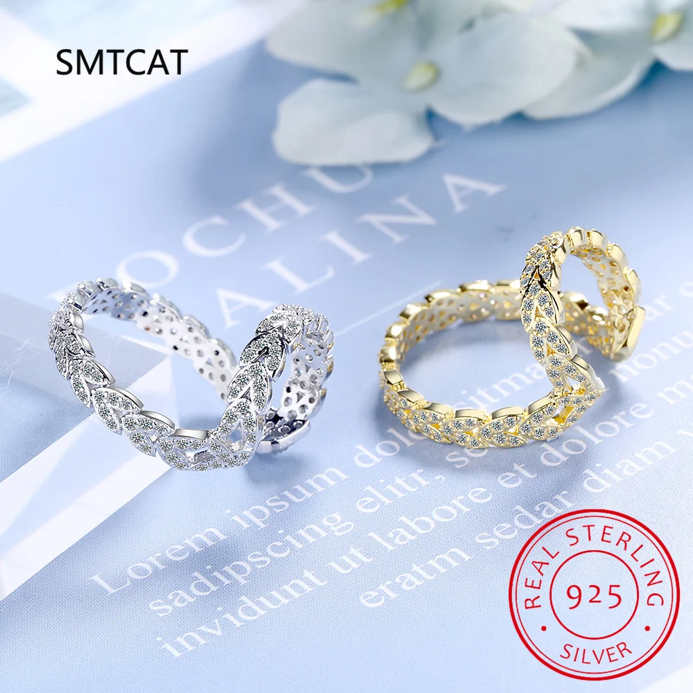 Luxurious Branch Leaf Earring for Women Moissanite Diamond Wheat Ear Cuff Clip Earrring 925 Sterling Silver Korean Jewelry